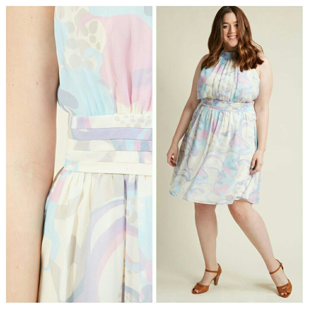 Modcloth Windy City A Line Dress in Swirls Size 4X